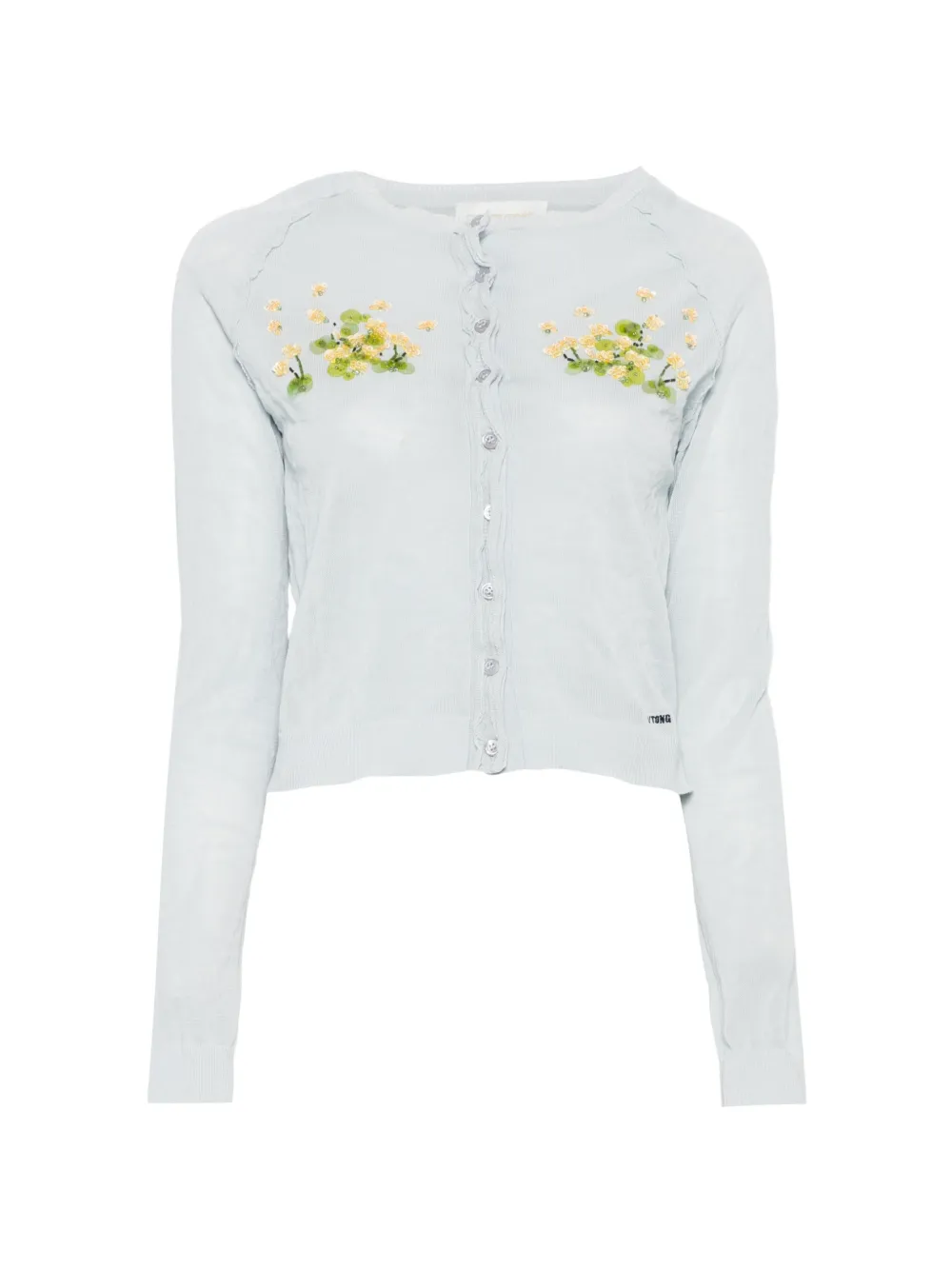 SHUSHU/TONG beaded floral knit cardigan - Blu