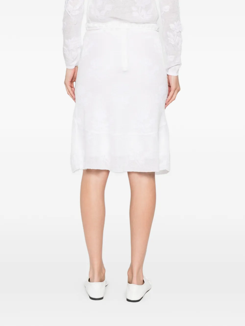 SHUSHU/TONG Threadwork Knit Skirt in White, view 4