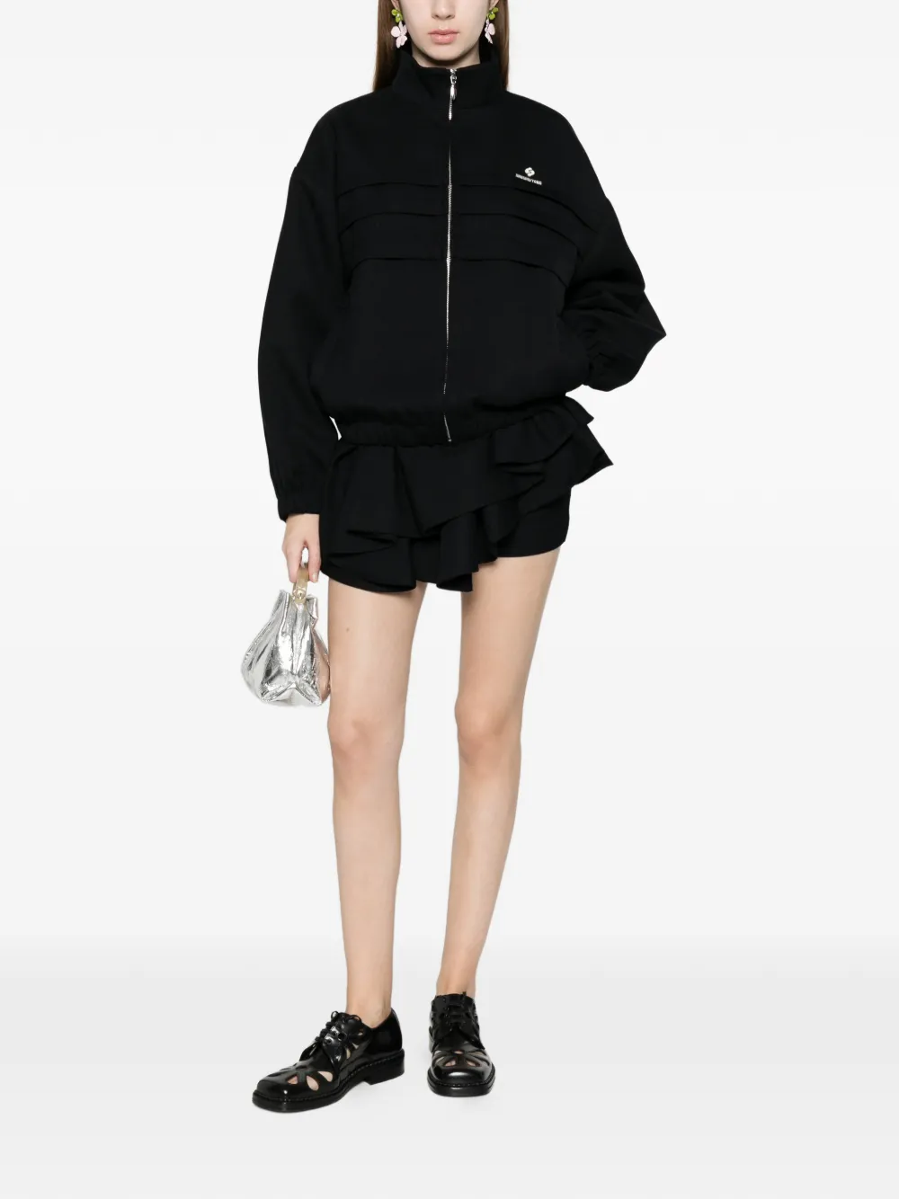 SHUSHU TONG Asymmetrische mini-rok met ruches en strik Blauw