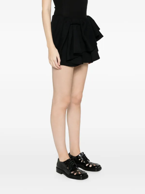 SHUSHU/TONG Asymmetrical Bow Ruffled Mini Skirt | Blue | FARFETCH