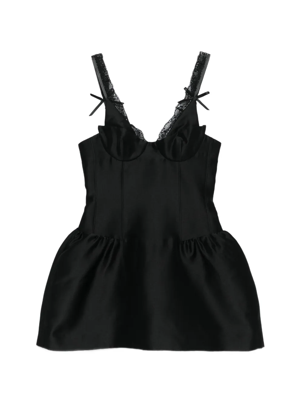 SHUSHU/TONG lace trim bustier dress - Nero