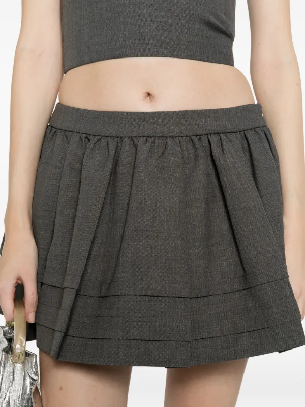 SHUSHU/TONG ruffle-detail Pleated Mini Skirt | Grey | FARFETCH