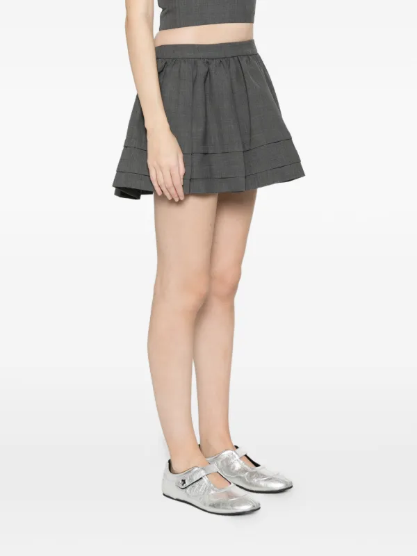SHUSHU/TONG ruffle-detail Pleated Mini Skirt | Grey | FARFETCH