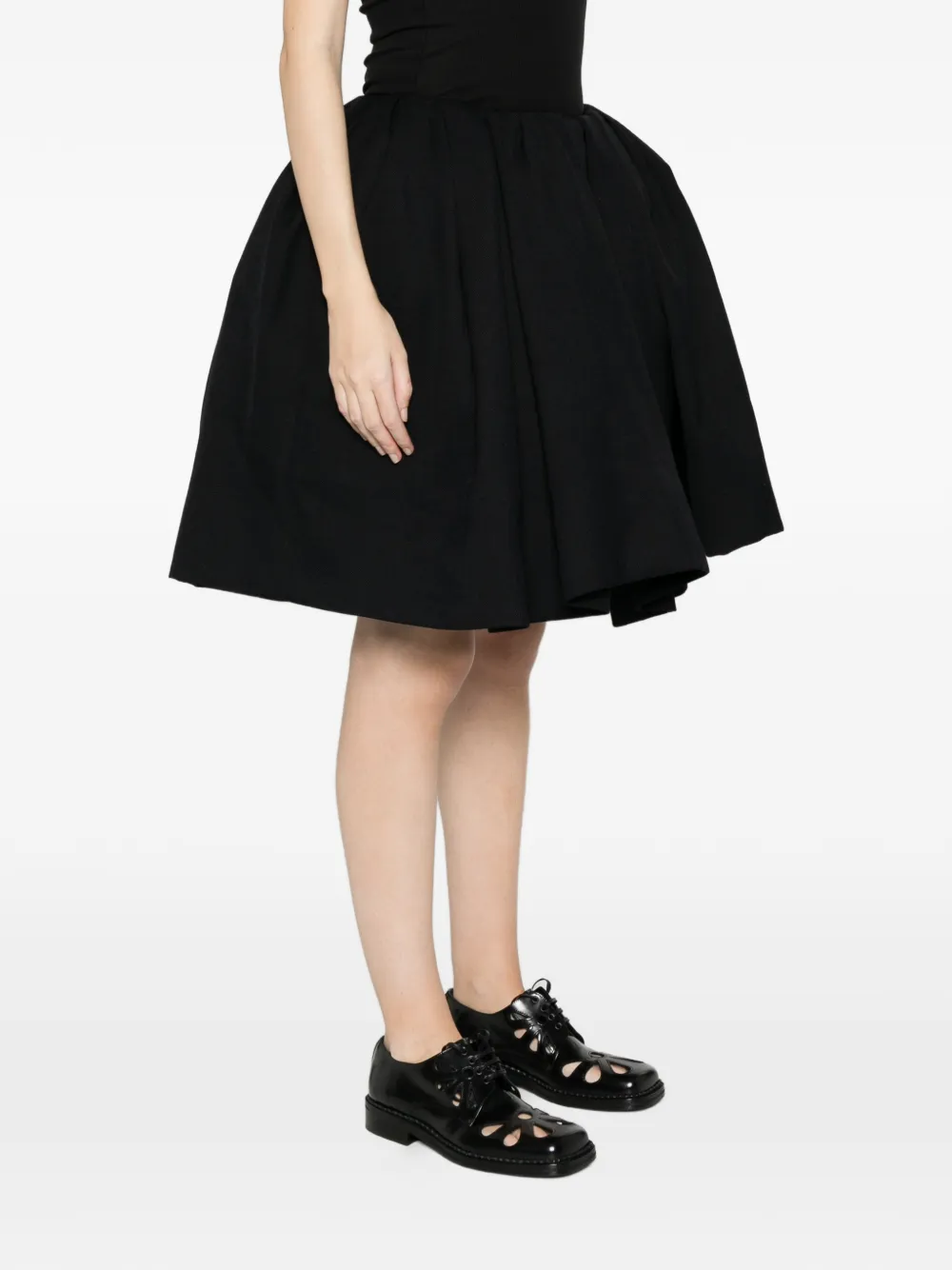 SHUSHU/TONG Pleated Pouf Skirt in Black, view 3