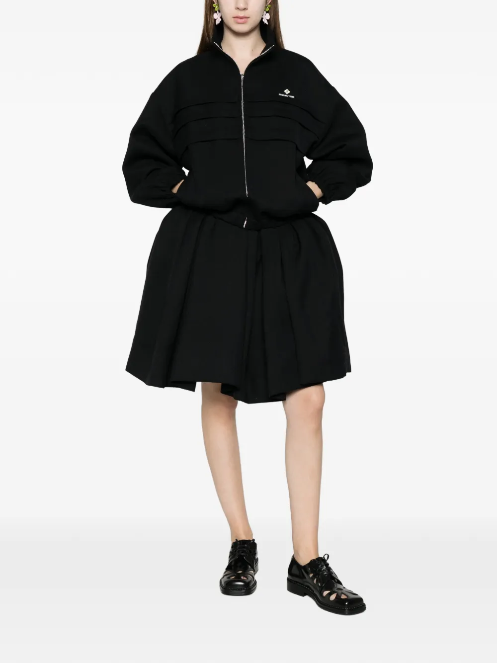 SHUSHU/TONG Pleated Pouf Skirt in Black, view 2