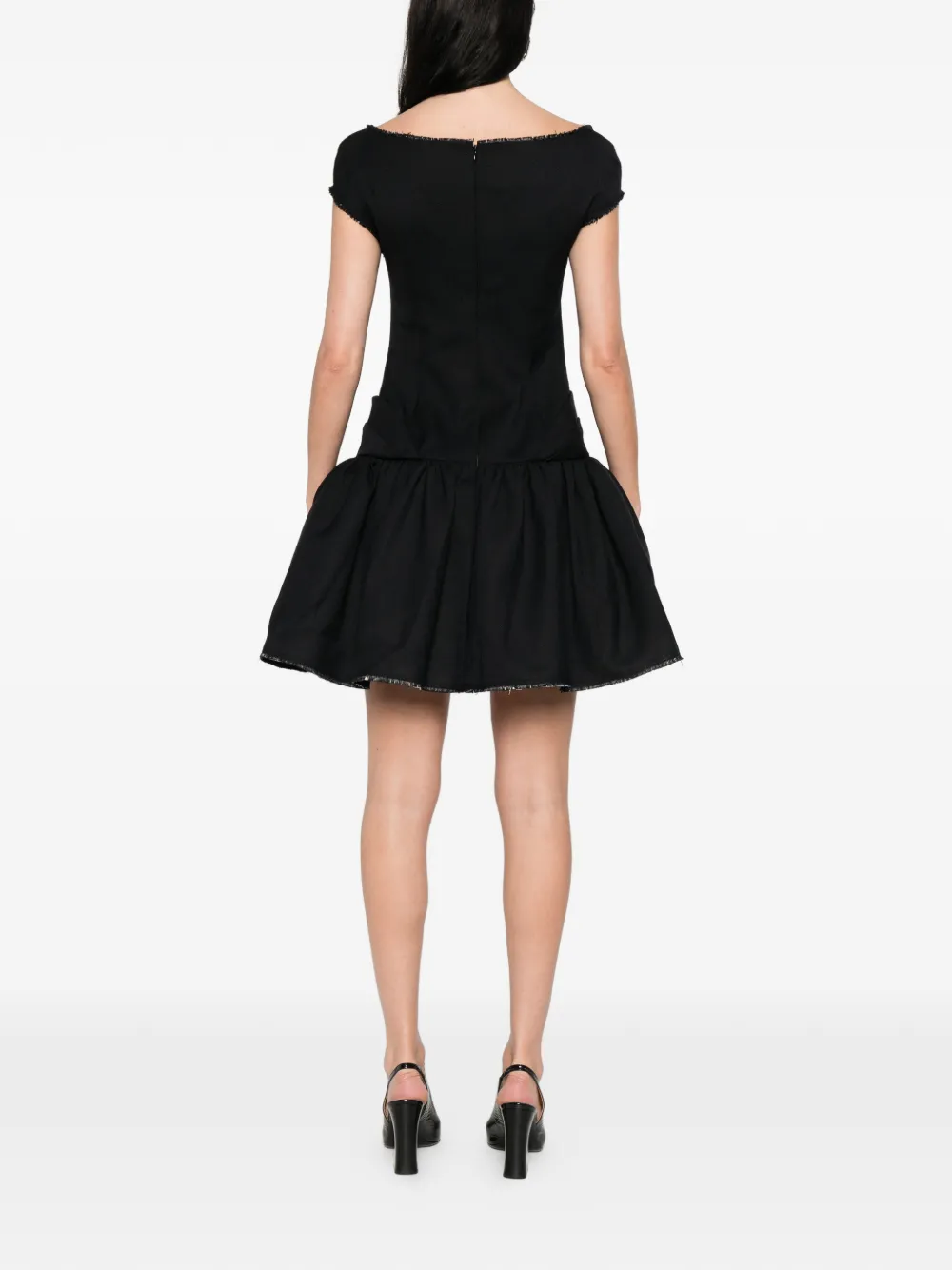 SHUSHU/TONG Deep U-neckline Bow Dress in Black, view 4