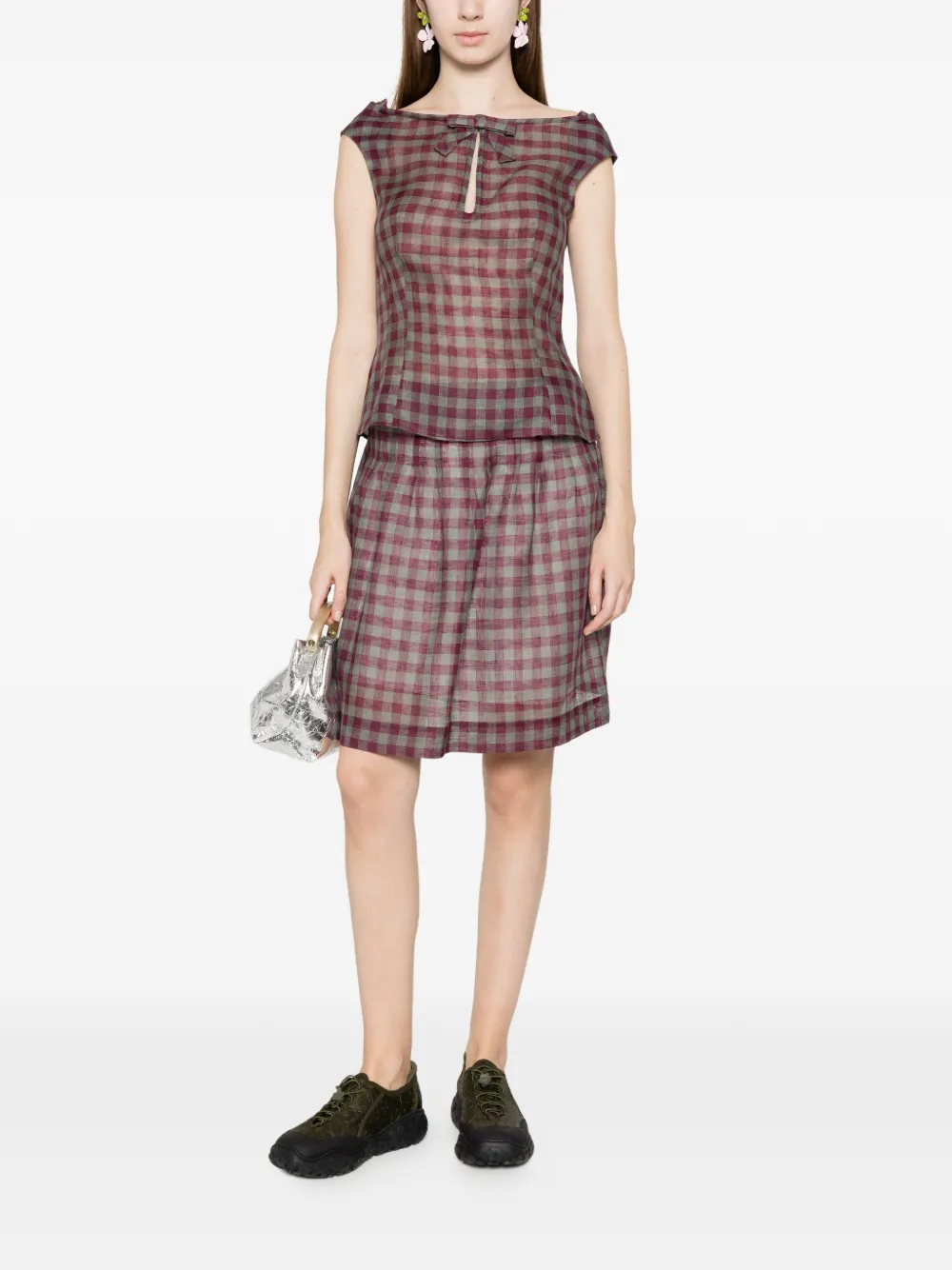  Shushu/tong Pleated Check Mini Skirt - Purple 