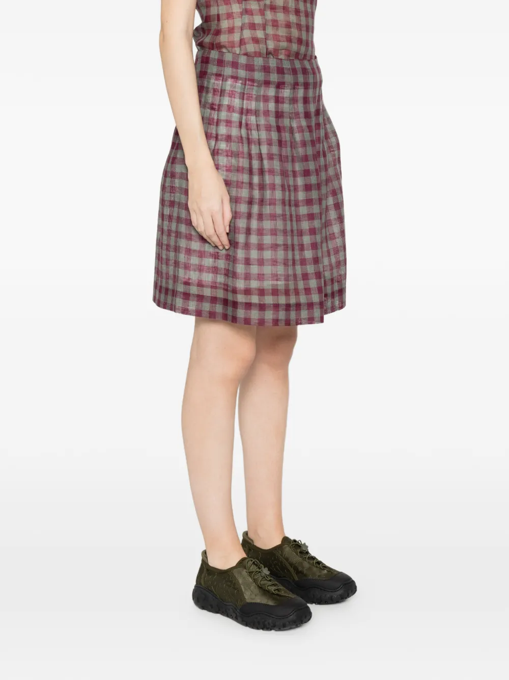  Shushu/tong Pleated Check Mini Skirt - Purple 