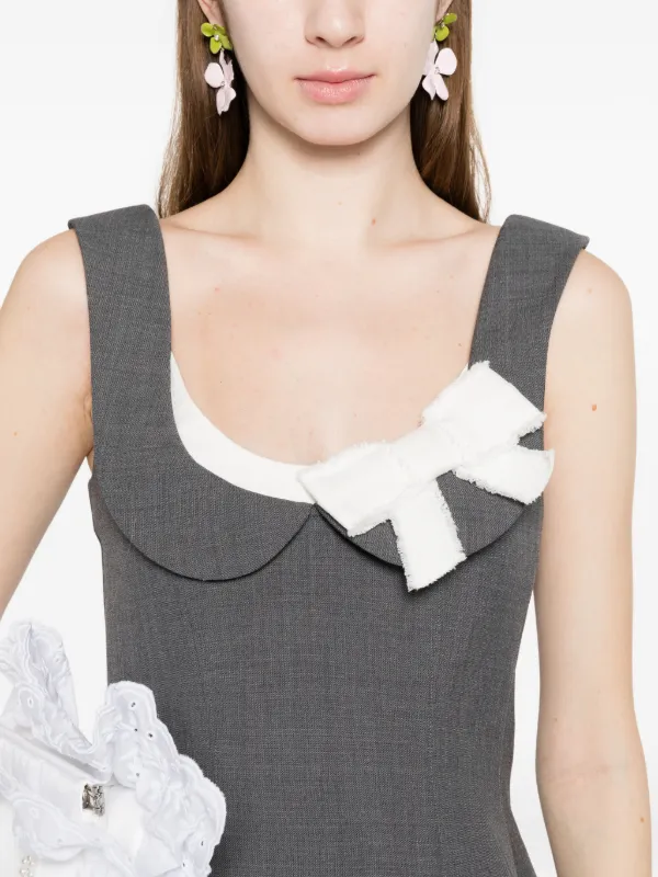 SHUSHU/TONG side-bow Mini Dress | Grey | FARFETCH HK