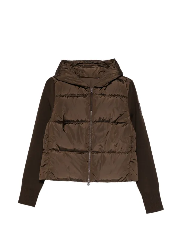 Canada Goose Hybridge Wide Quilt Knit Hoodie Tonal Disc in Brown