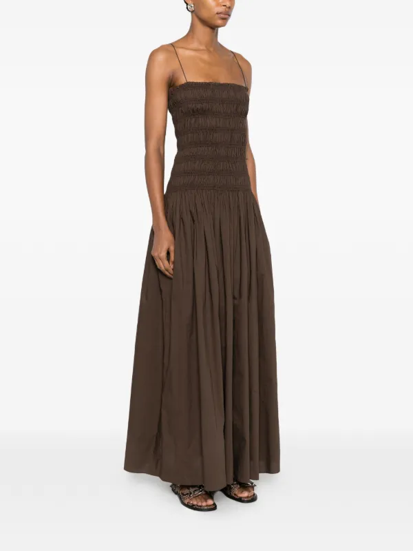 Matteau Shirred drop-waist Dress | Brown | FARFETCH TW