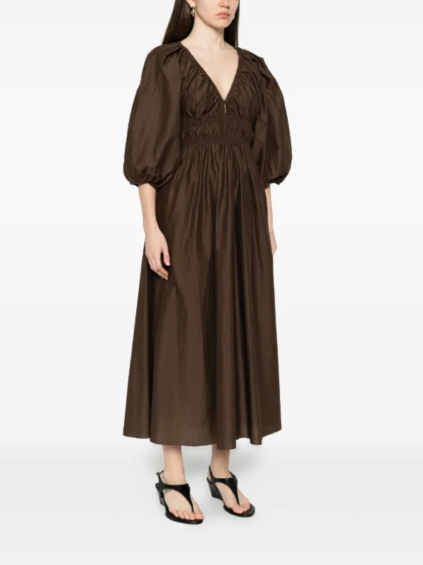 matteau silk dress Matteau Gathered Polka Dot Midi Dress