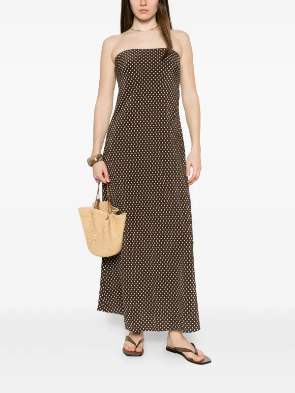 brown gingham strapless dress Carmel Maxi Dress