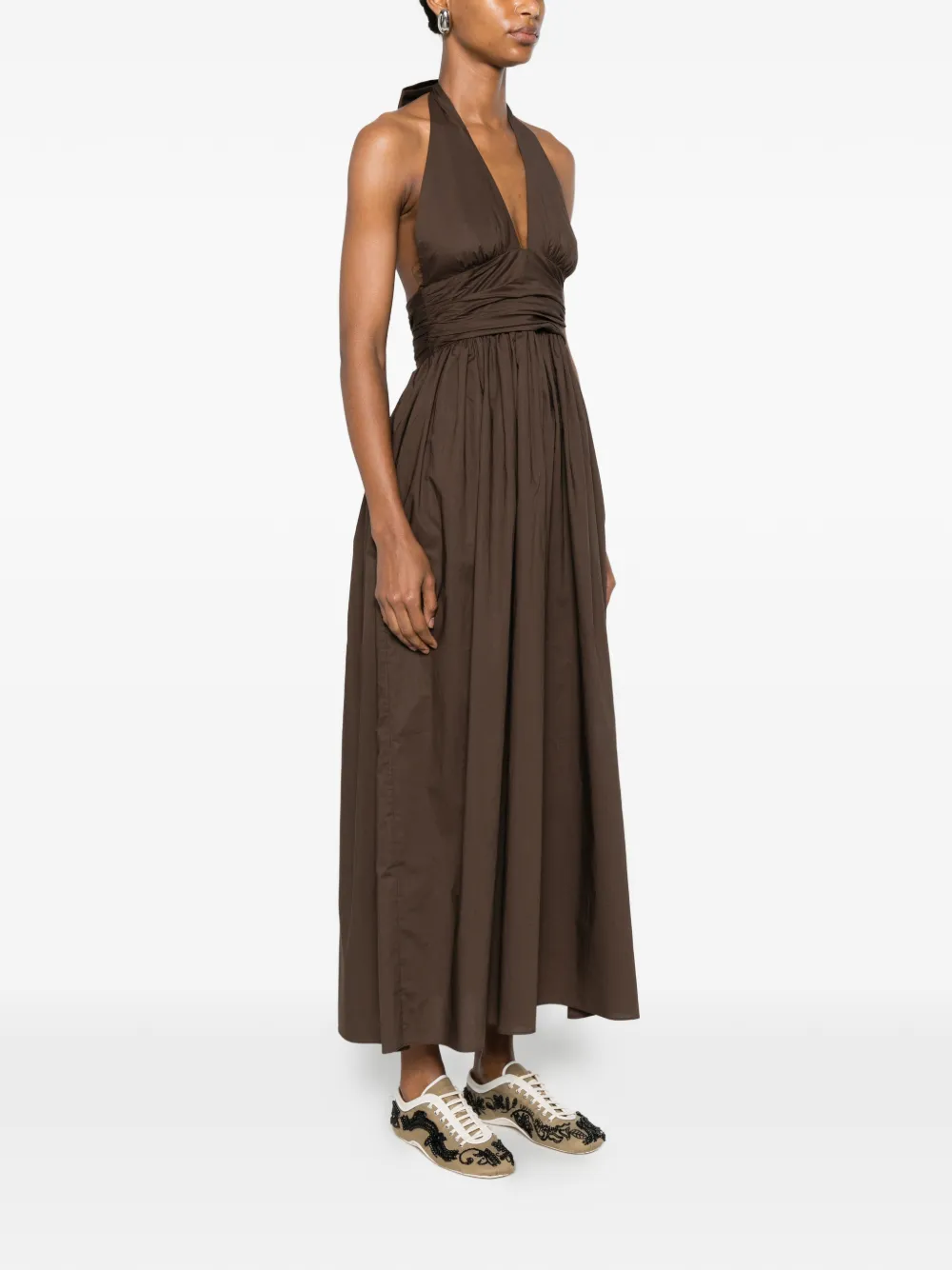 Matteau Midi-jurk met halternek en keyhole Bruin