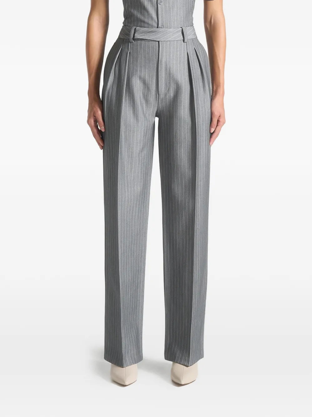 Manière De Voir pinstripe pleat tailored trousers Grijs