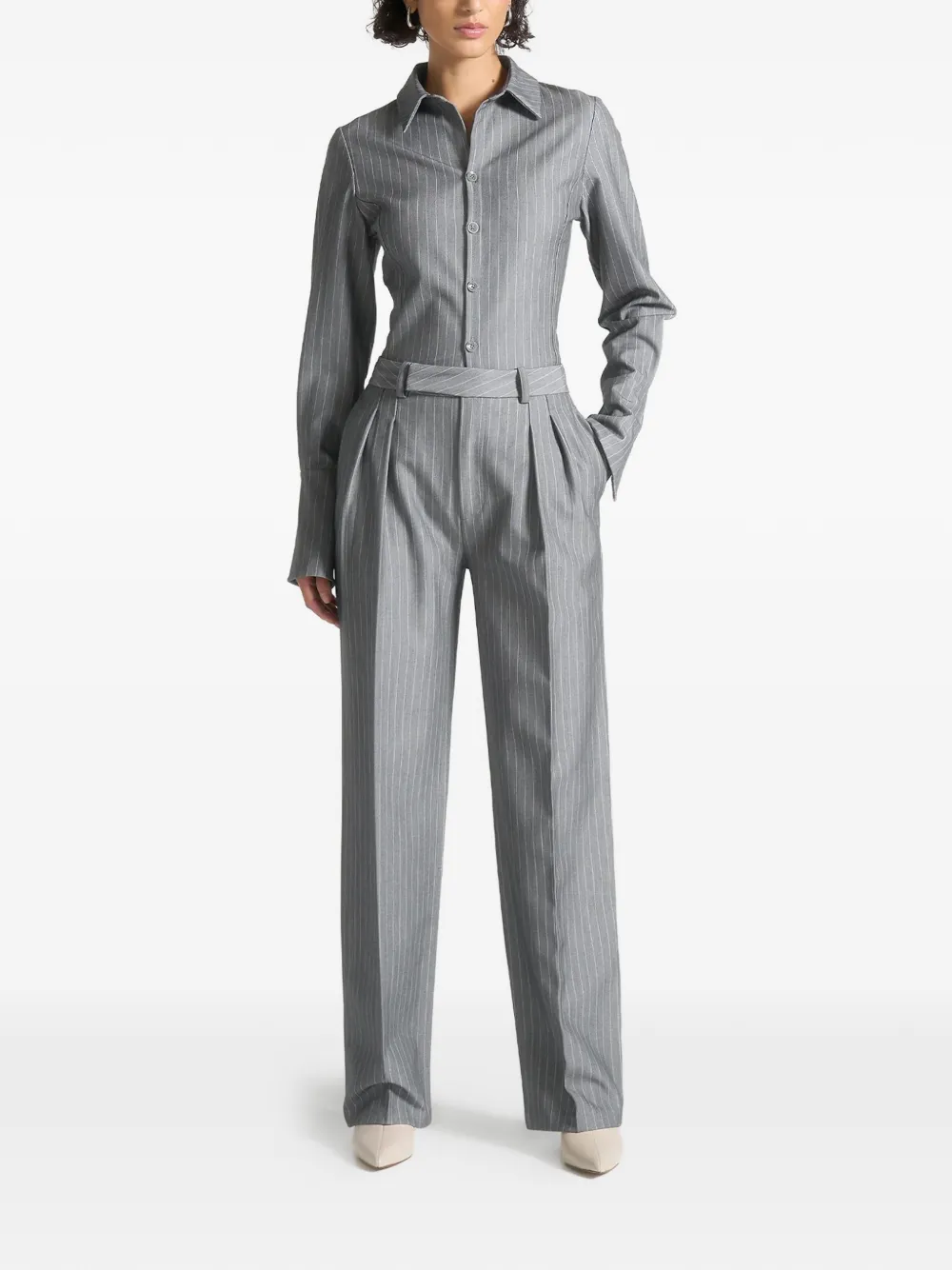Manière De Voir Julie pantalon met krijtstreep en plooien Grijs