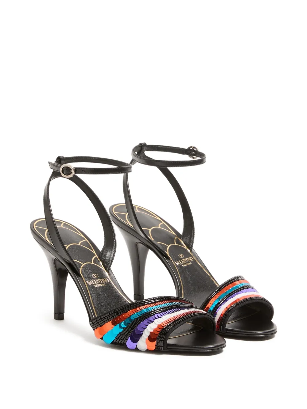 Valentino Garavani Ladycrush sandalen met pailletten Zwart