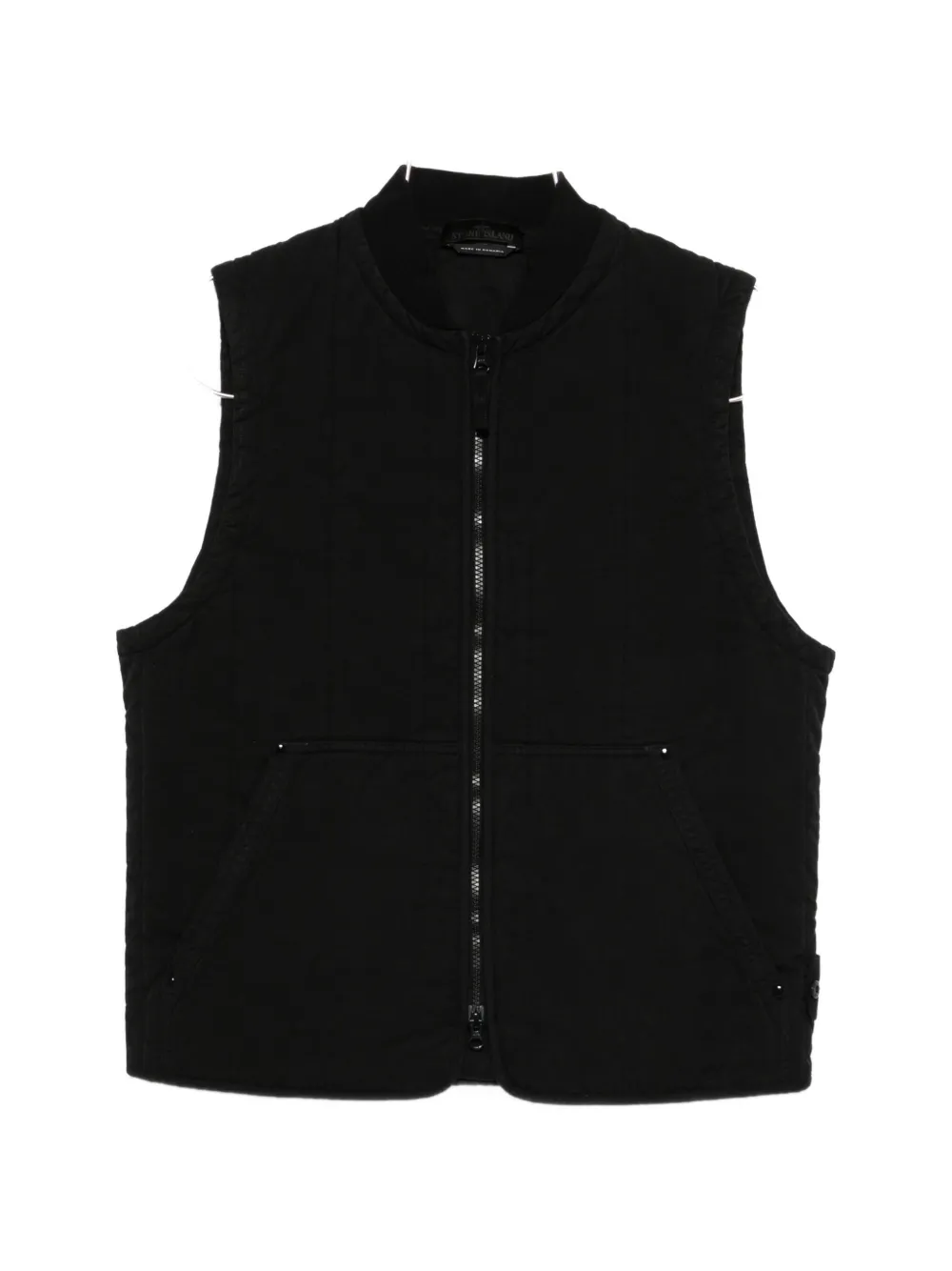 Stone Island Padded Zip-up Gilet In Black