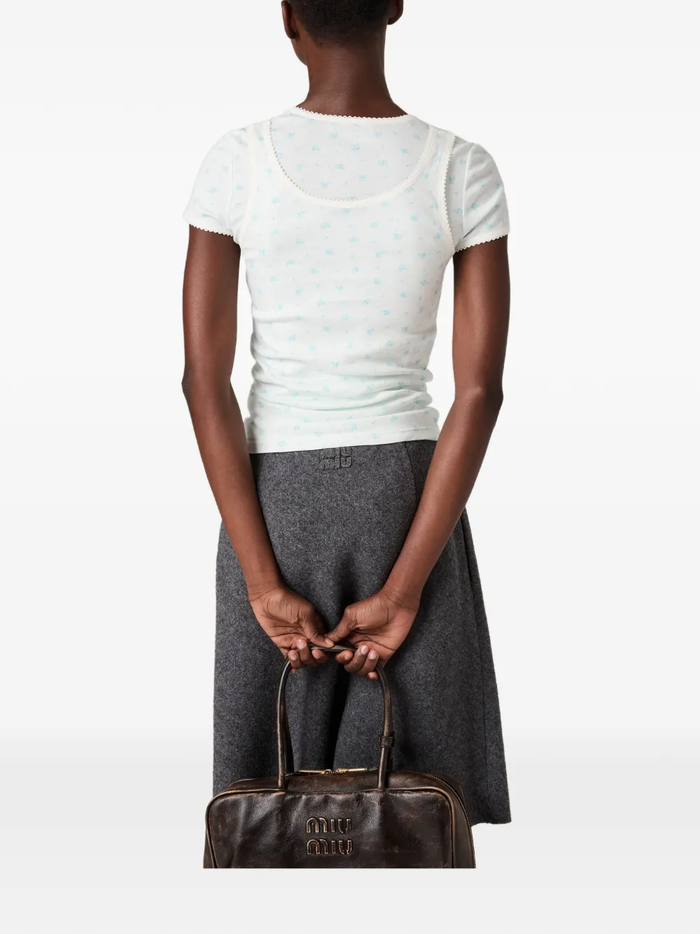 Miu Miu Floral-print Tank Top In White