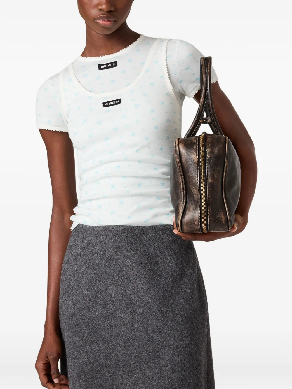 Miu Miu Floral-print Tank Top In White