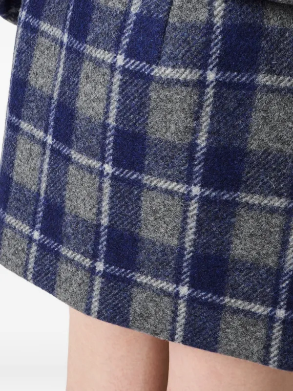 Miu Miu Checked Miniskirt | Blue | FARFETCH