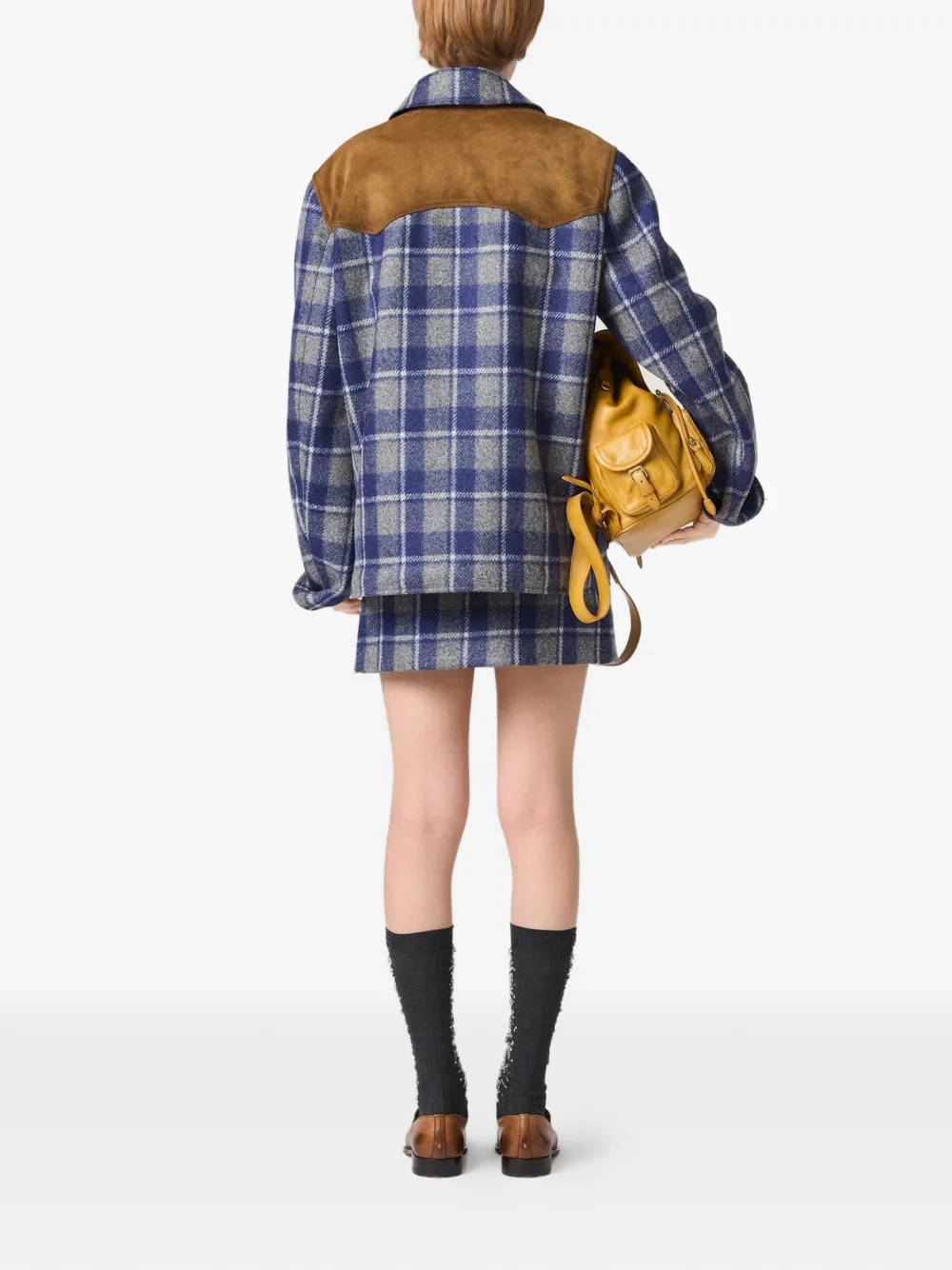  Miu Miu Checked-pattern Mini Skirt - Blue 