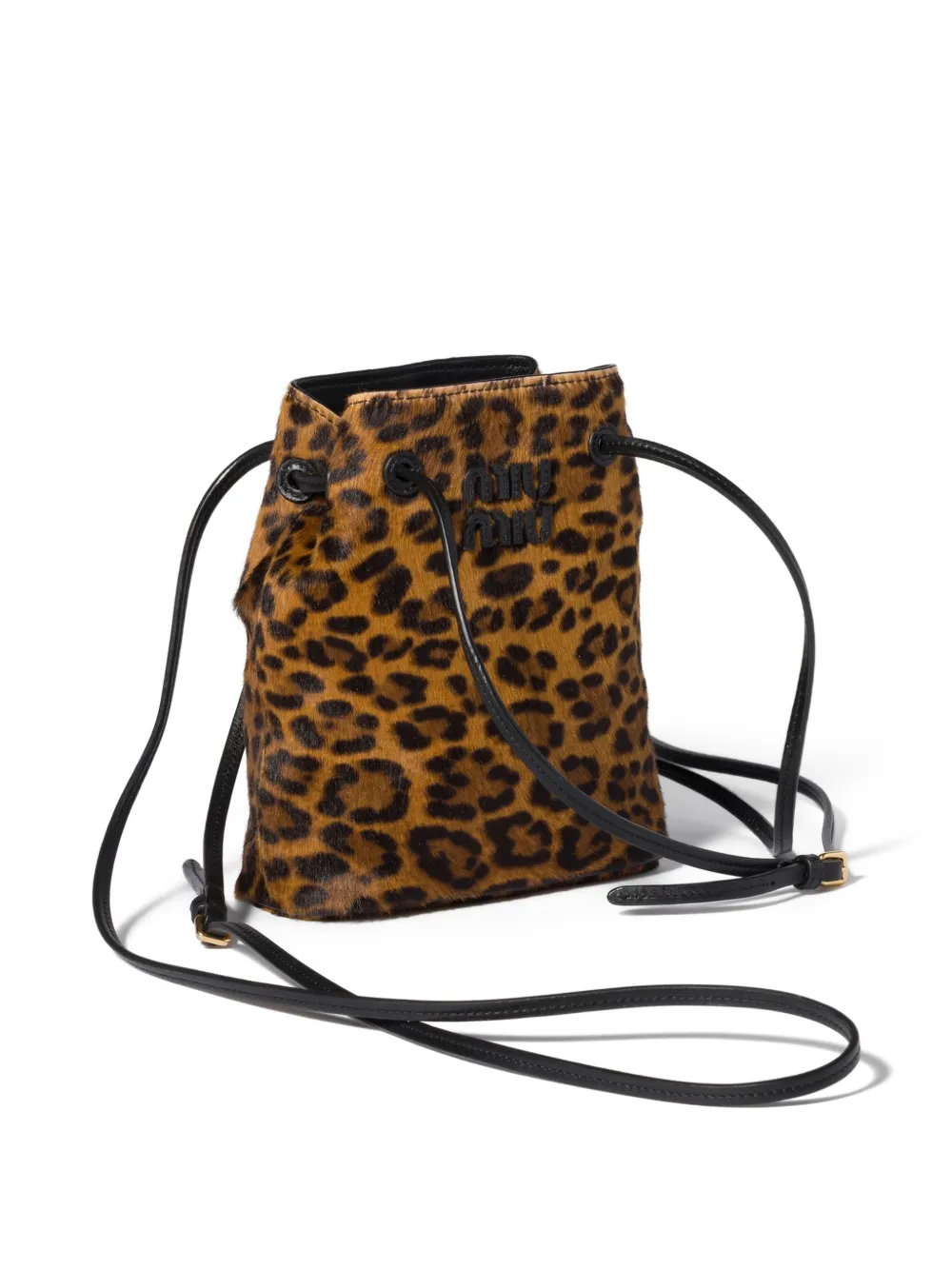 Miu Crossbodytas met luipaardprint en logodetail Bruin