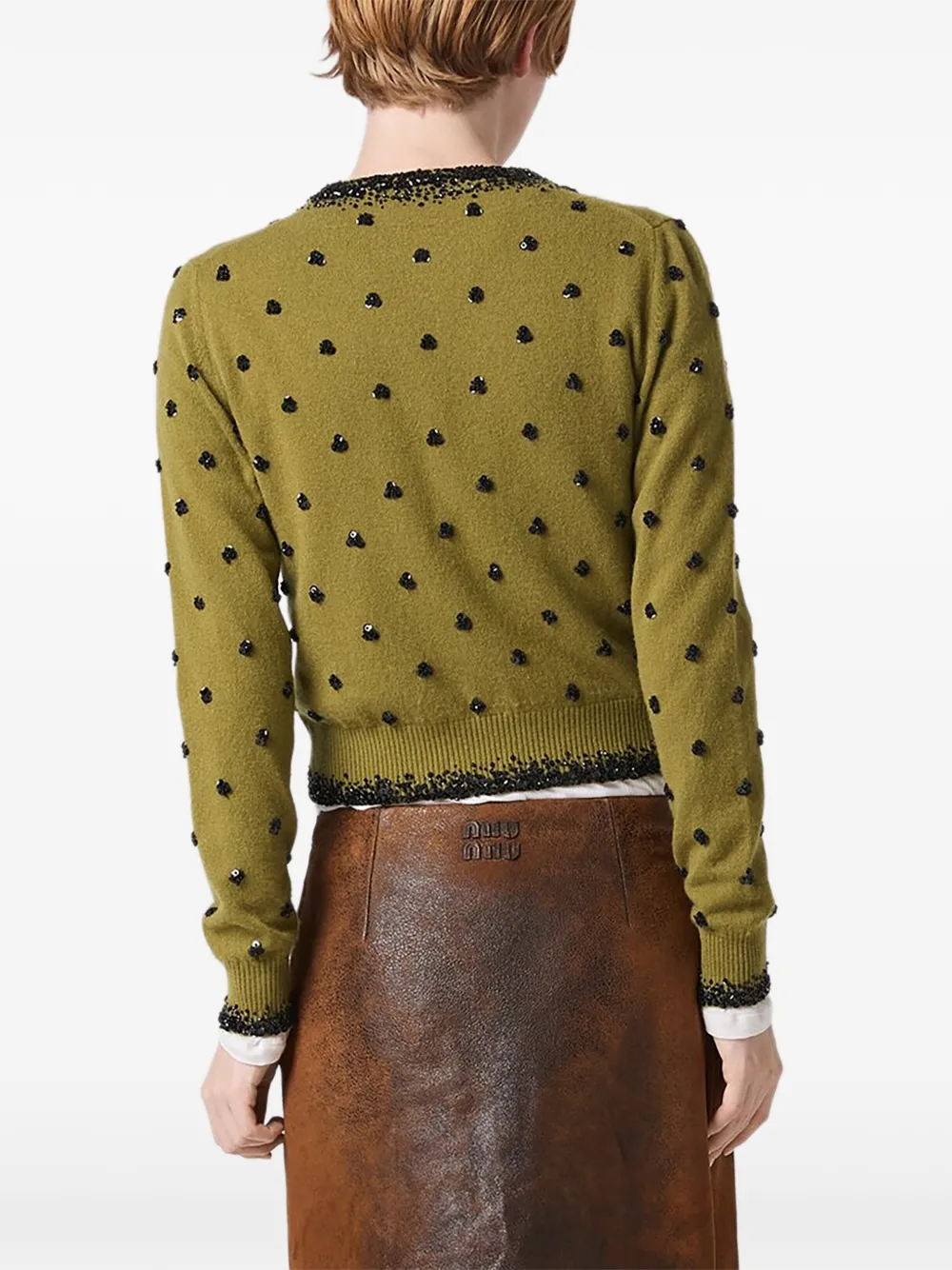  Miu Miu Embroidered-details Cardigan - Green 