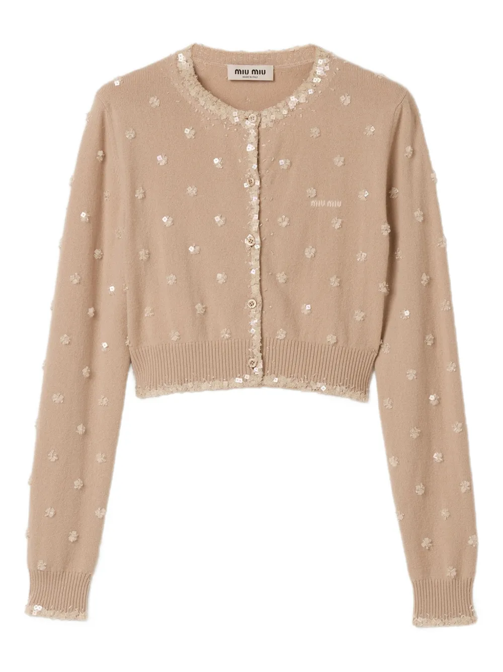 Miu Miu cardigan à détails brodés | tons neutres | Image 1