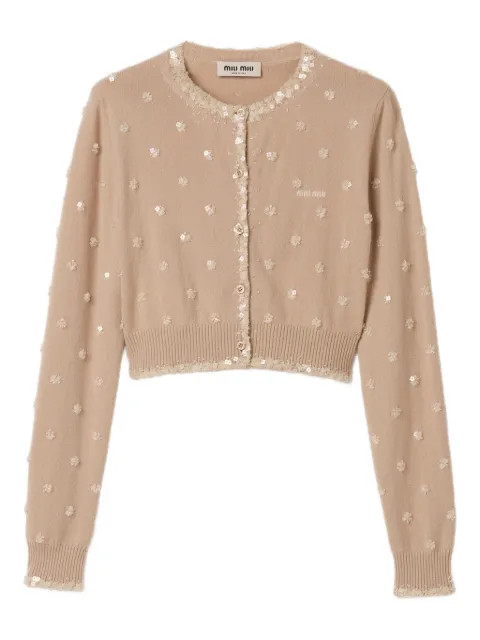 Miu Miu Bestickter Cardigan mit rundem Ausschnitt