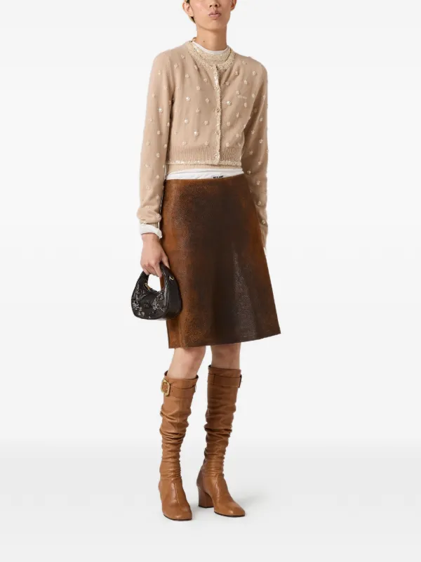 トップス john smedley crew neck cardigan miumiu Miu Miu embroidered-details crew-neck Cardigan | Neutrals