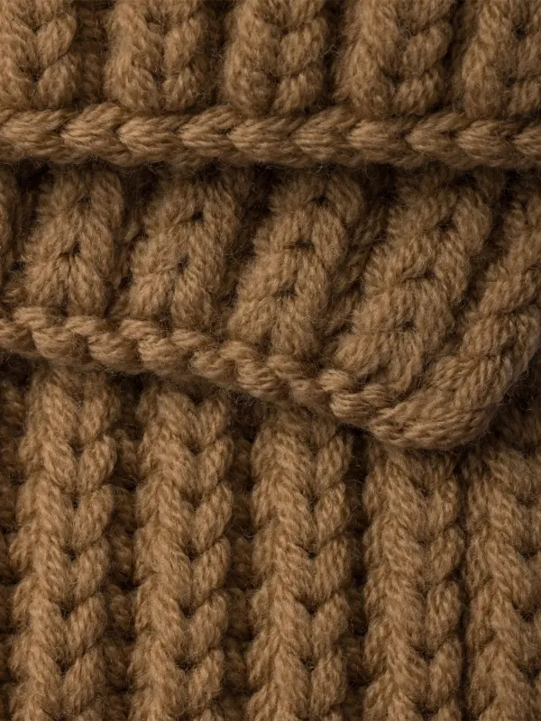 Prada Enameled Triangle Knit Scarf | Brown | FARFETCH