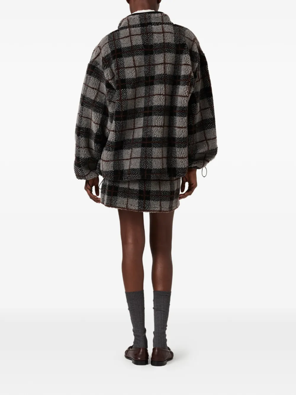 Miu Miu Checked-pattern Toggle Mini Skirt In Gray