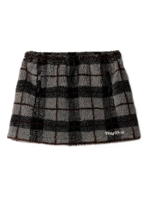 Miu Miu checked-pattern toggle mini skirt