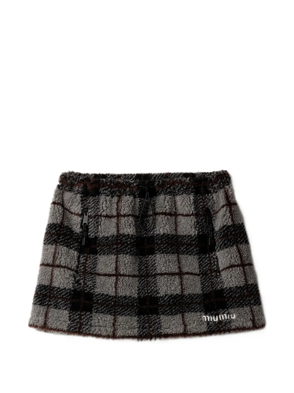 Miu Miu checked-pattern toggle mini skirt - Grau