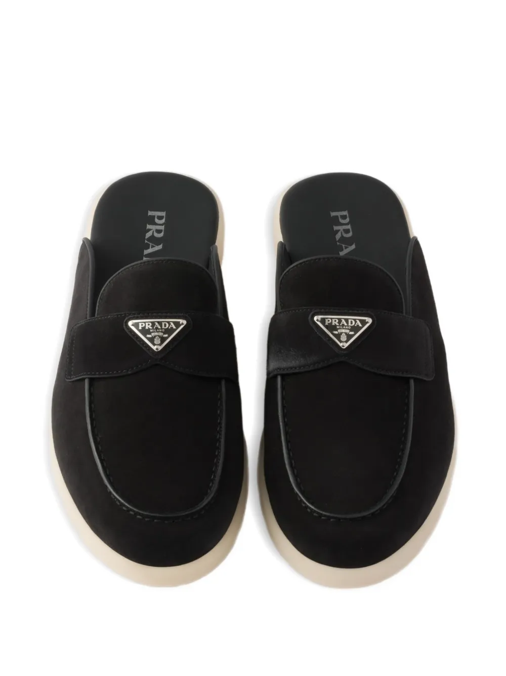 Prada Muiltjes met logoband Zwart