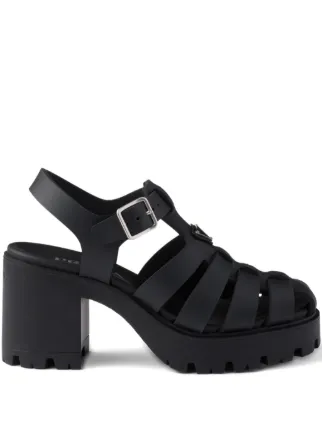 PRADA ブラックプラットフォームサンダル 37 Prada プラットフォーム サンダル | ブラック | FARFETCH JP