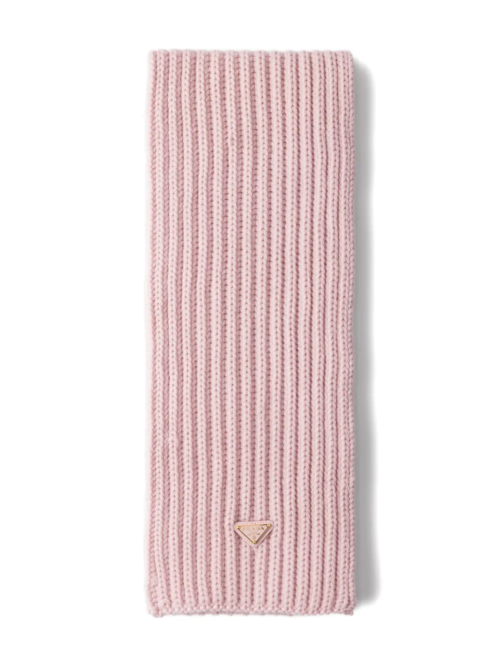 Prada Enameled Triangle Rib Knit Scarf In Pink