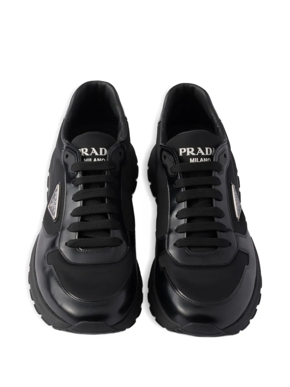 Prada Prax 01 Re-Nylon and brushed leather sneakers Zwart