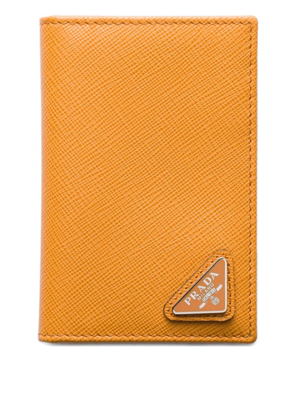 Prada triangle-logo leather card holder | Orange | Image 1