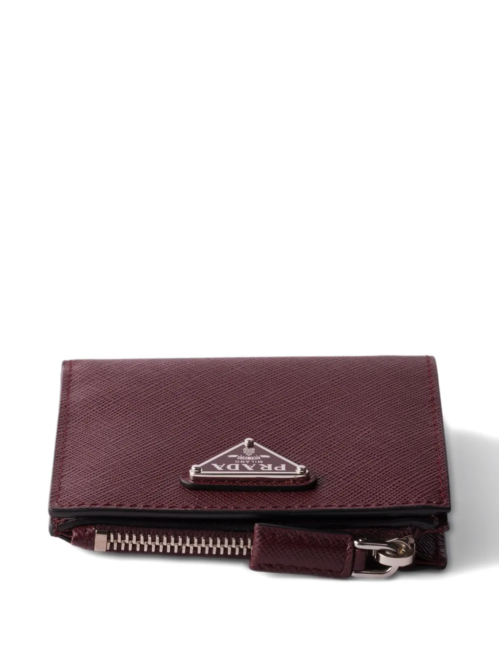 Prada triangle logo saffiano leather wallet Rood