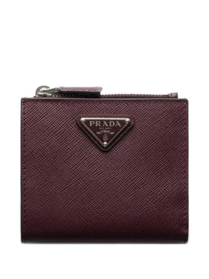 Prada Triangle Logo Leather Key Case | Orange | FARFETCH