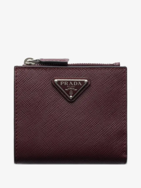 Prada small triangle logo saffiano leather wallet