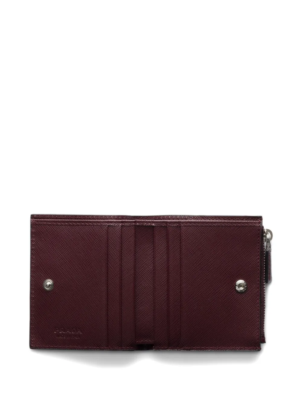 Prada triangle logo saffiano leather wallet Rood