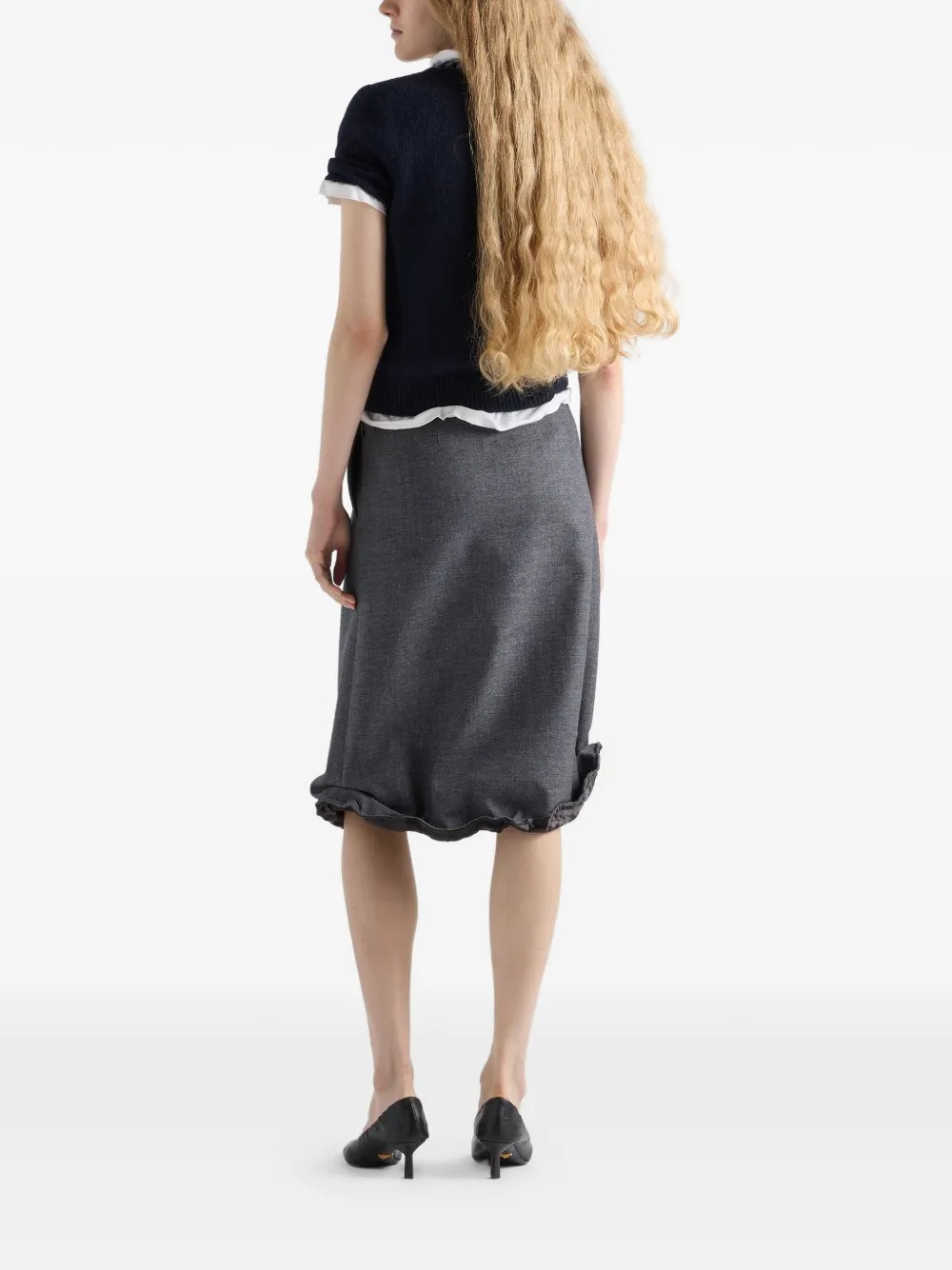 Prada Wool And Cashmere Crewneck Sweater With Jewel Details Clothing In Blue