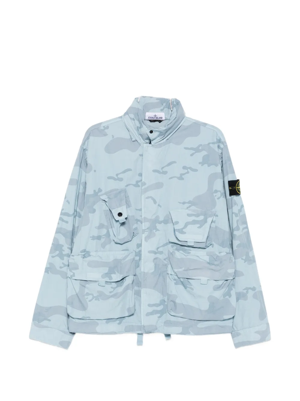 Stone Island Camouflage-print Jacket In Blue