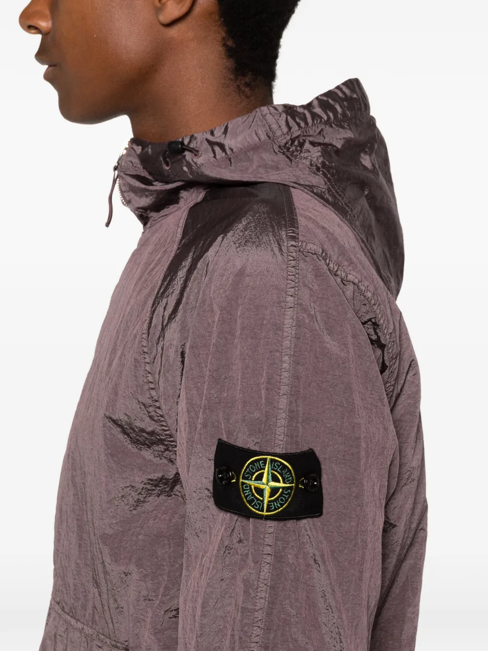 Stone Island Jack met capuchon en logopatch Paars