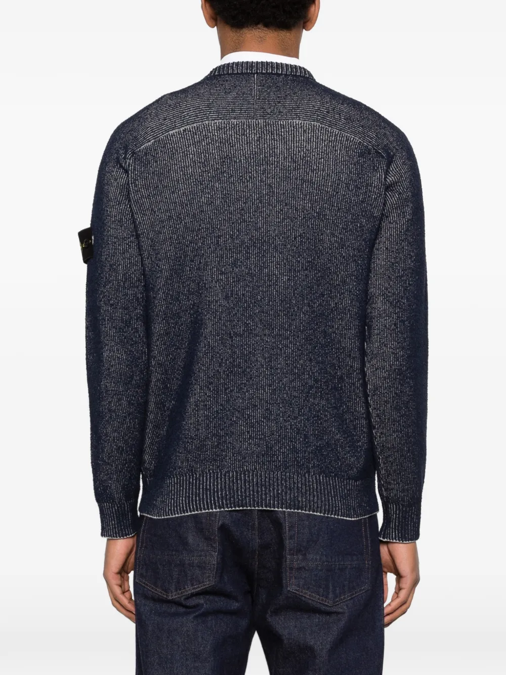 Stone Island Trui met logopatch en textuur Blauw