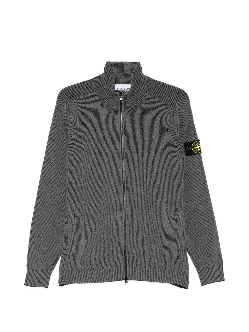Stone Island logo-patch crew-neck cardigan - Grau