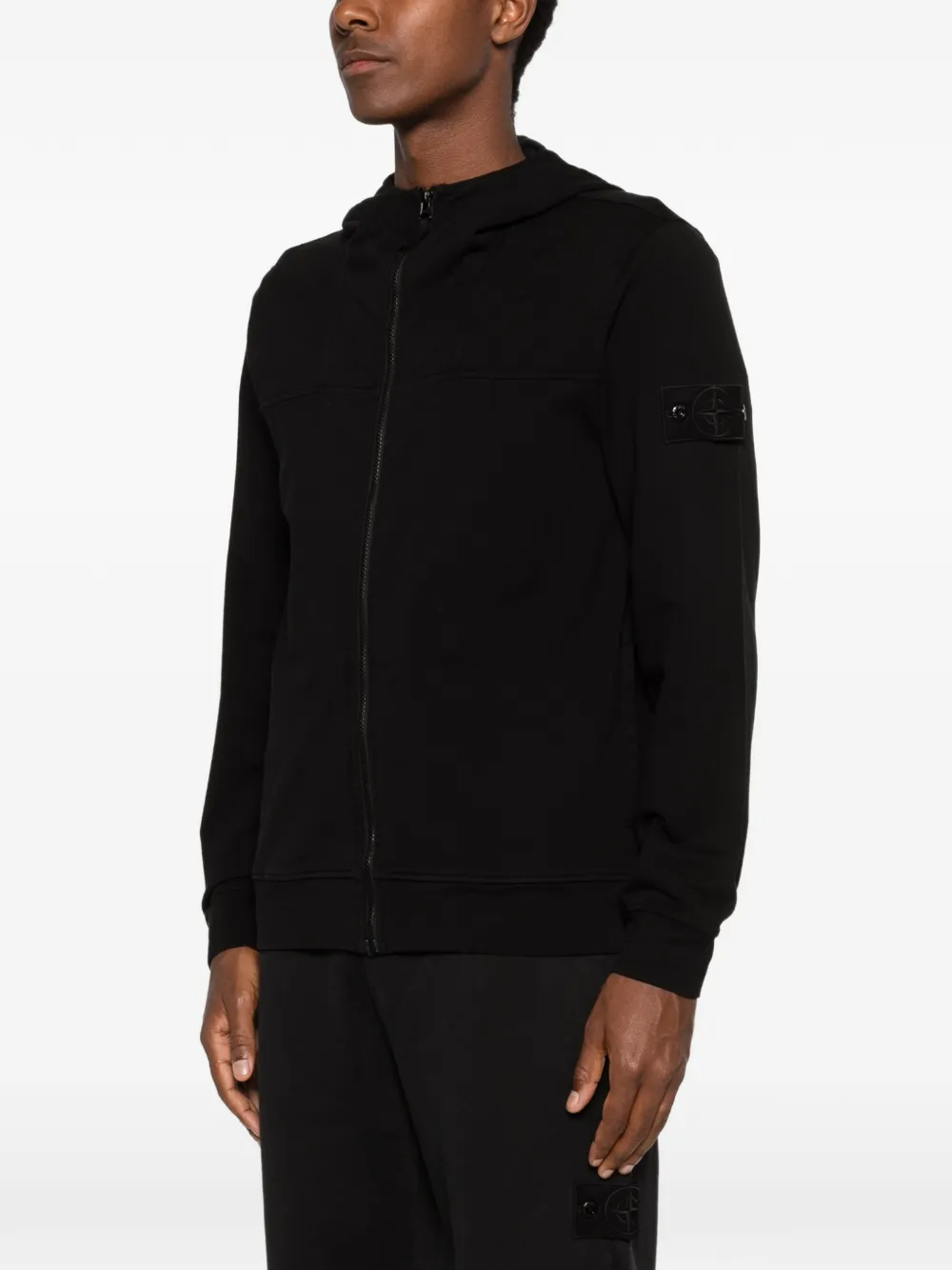Stone Island Hoodie met logopatch Zwart